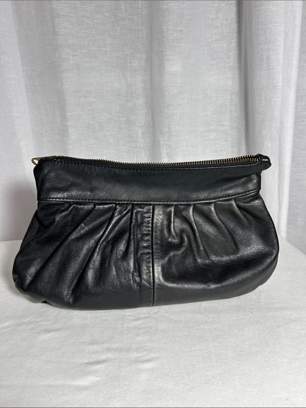 JP Tannery | Seattle, WA | Black Soft Leather | Ruched Statement Clutch